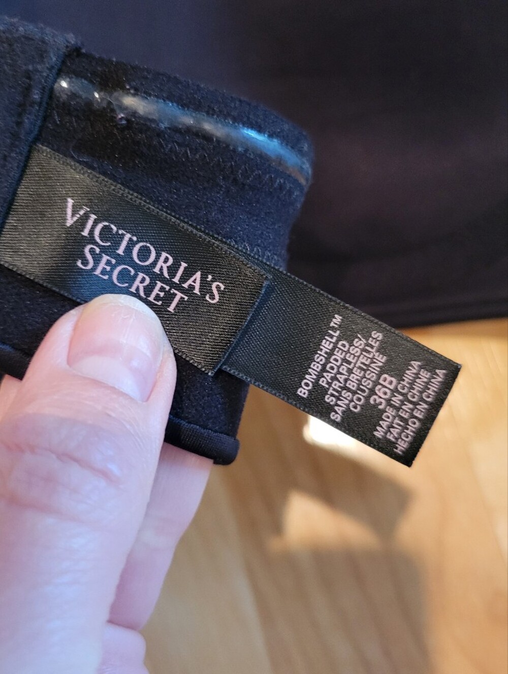 Victoria's Secret Bombshell Padded Strapless Black Push-Up Bra Size 36B - Picture 8 of 10